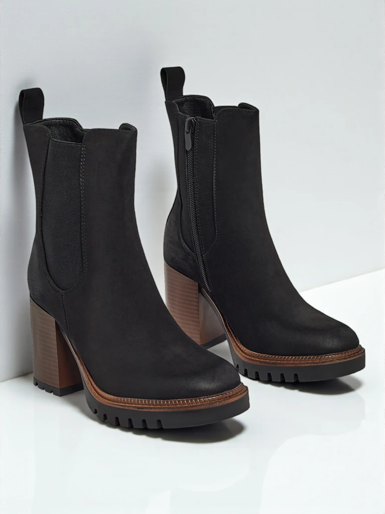 Dámské kotníkové boty Soreya z eko semiše na sloupku