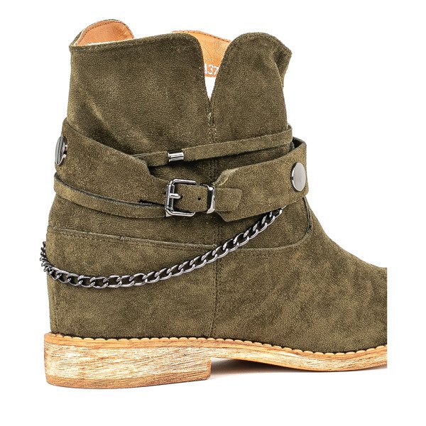 Zelené kovbojské boty na vnitřním klínku Salem - Obuv