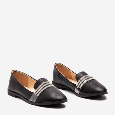 Černé dámské mokasíny s kubickou zirkonií Kremssa - Obuv