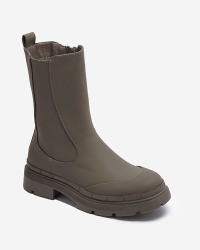 OUTLET Dámské zateplené vysoké kozačky v khaki barvě Jori - Obuv