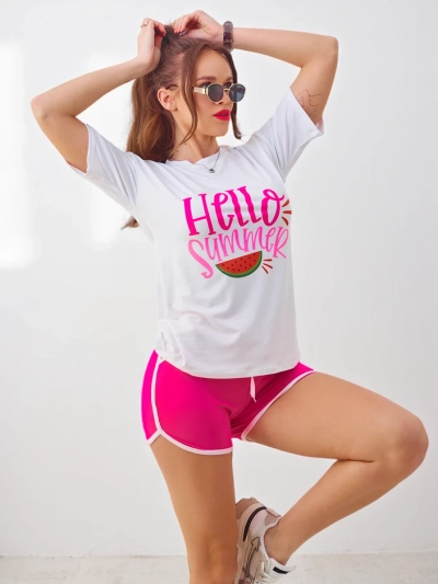 Royalfashion Dámský sportovní set s tričkem a šortkami Ahoj Leto