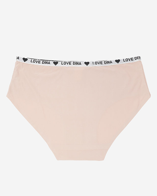Труси жіночі бежевого кольору з декоративною смужкою з написами - Нижня білизна