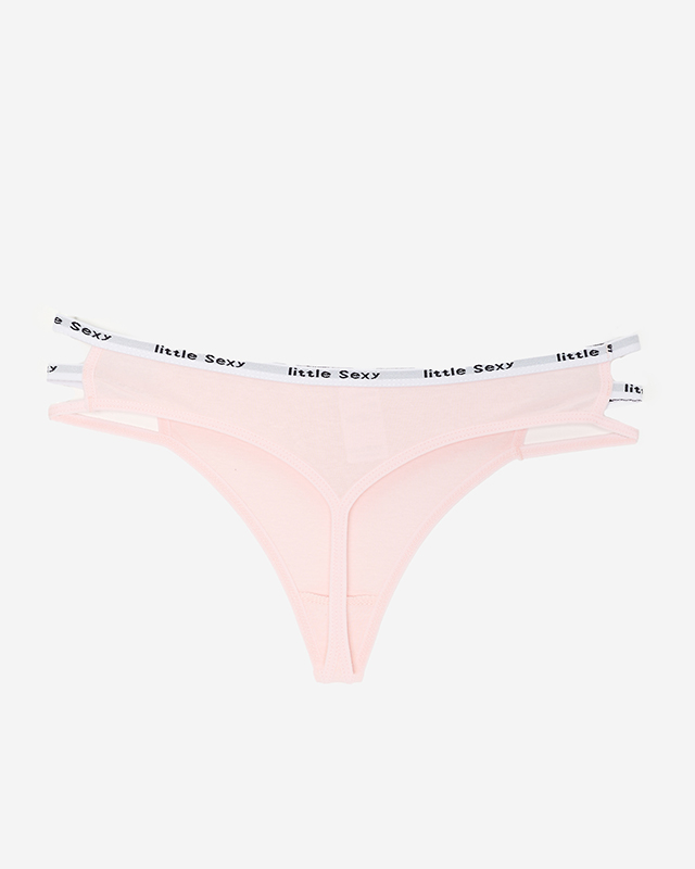 Dámské růžové bavlněné tanga kalhotky s proužky - Spodní prádlo