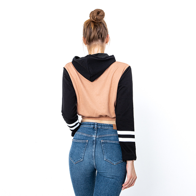 Світло-коричневе жіноче укорочене худі з написами