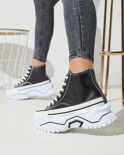 OUTLET Dámská černá zateplená sportovní obuv na platformě a'la tenisky Retiha - Obuv