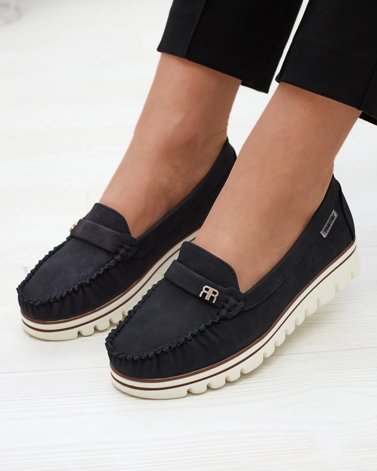 Černé dámské mokasíny s třpytkami a zirkony Retiga - Obuv