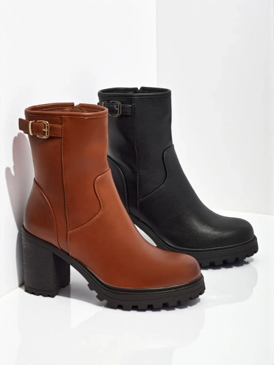 Dámské kotníkové boty z eko kůže na sloupku Sylvarra