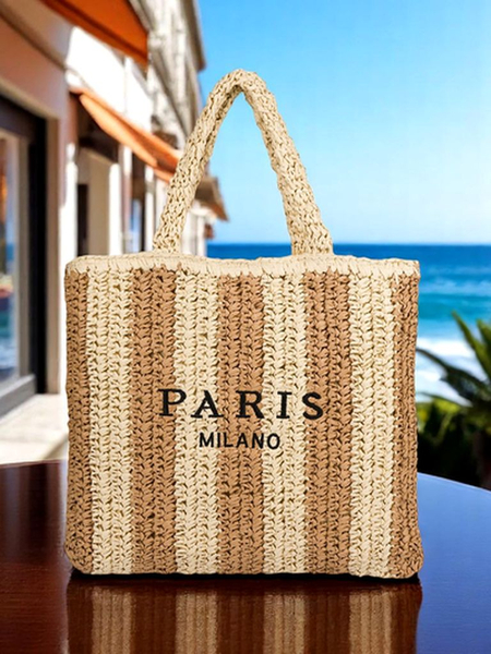 Royalfashion Velká dámská slaměná kabelka Slaměný pruh