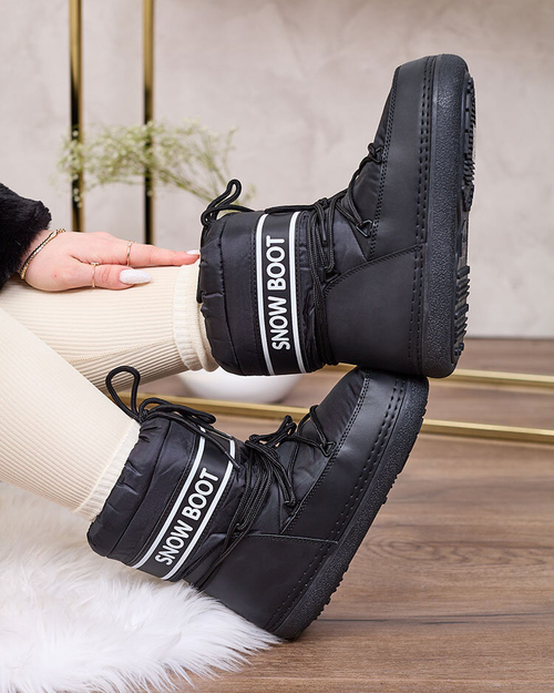 Royalfashion Чорні жіночі снігоступи з рубчиком Soblesia