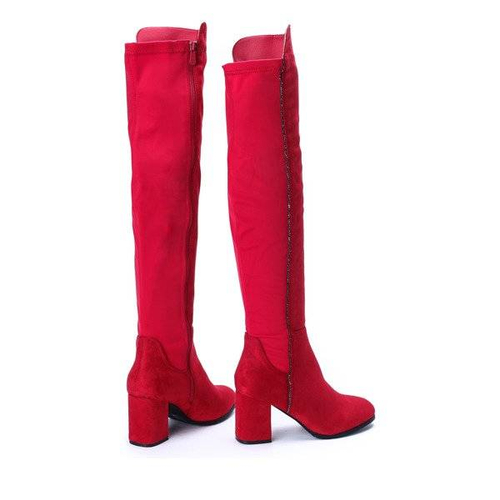 ВИХІД Червоні довгі черевики з фіолетовим цирконієм Мег- Взуття