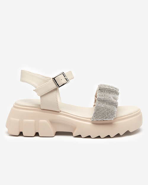 Світло-сірі жіночі босоніжки з цирконами Pokio