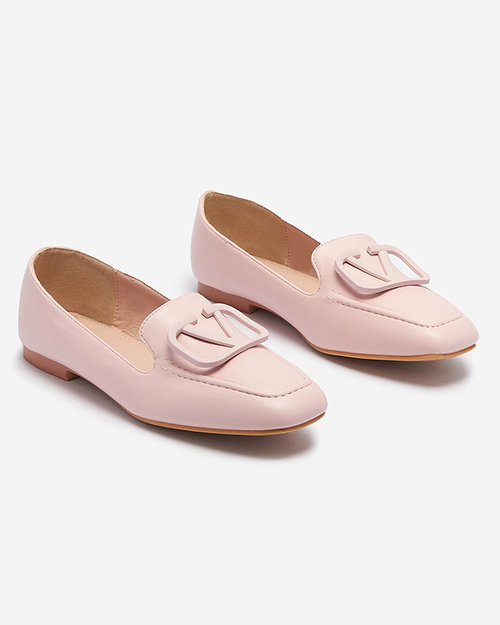 Світло-рожеві жіночі мокасини з орнаментом в тон Terika - Взуття