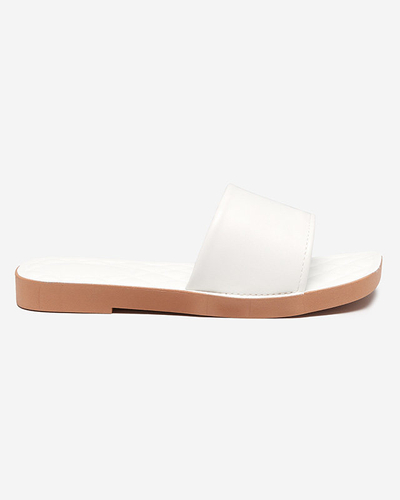 Bílé dámské pantofle z ekokůže s prošívanou vsadkou Parekis - Obuv