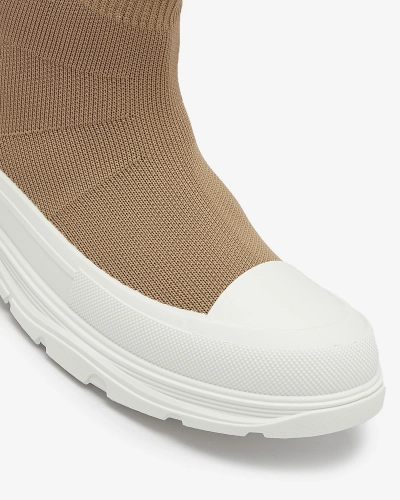 Světle hnědé dámské nazouvací vysoké sportovní boty a'la sneakers Vertiks - Obuv