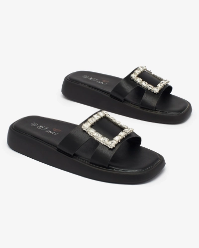 Жіночі шльопанці Royalfashion чорні з кристалами Telika