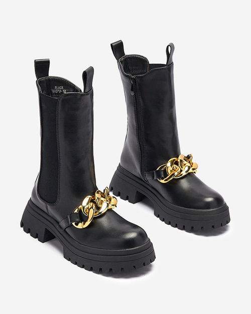 Жіночі черевики з ланцюжком чорного кольору Evves- Footwear