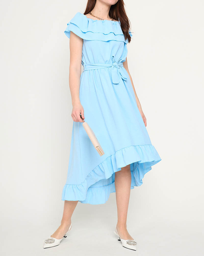 Синя жіноча сукня з оборками