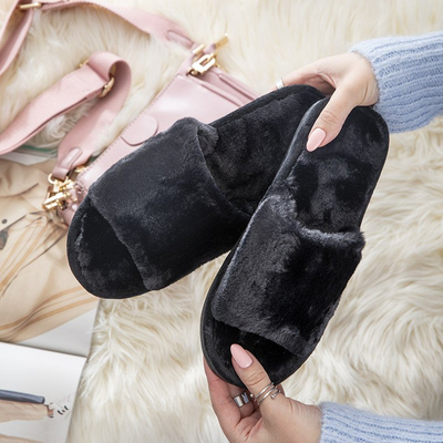 Černé dámské kožené pantofle Ramane - obuv