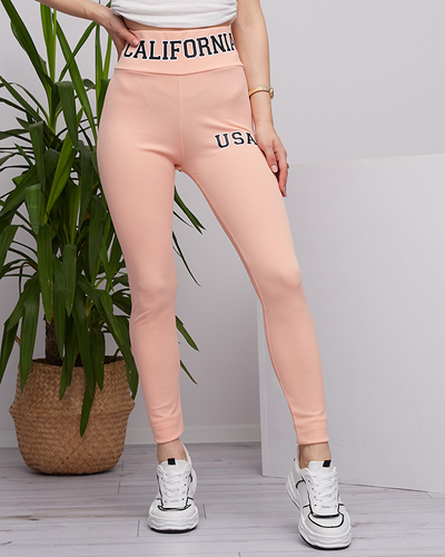 Жіночі пудровані легінси в рубчик з написами - Clothing