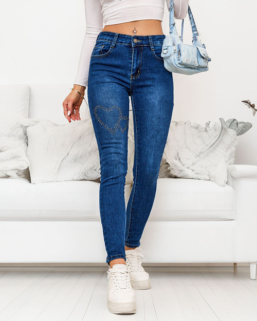 Жіночі джинси-дудочки Royalfashion з цирконами