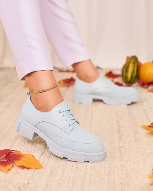 Royalfashion Сині жіночі матові напівчеревики на масивній підошві