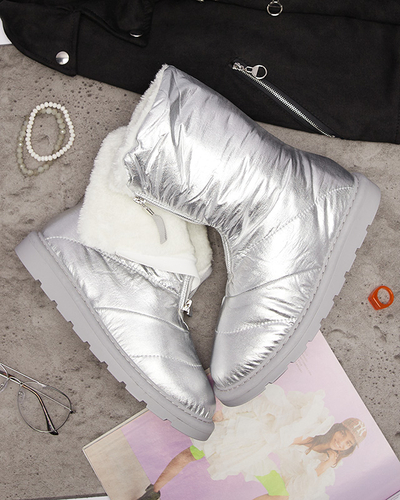 Stříbrné dámské boty a'la snow boots Tirigga- Obuv