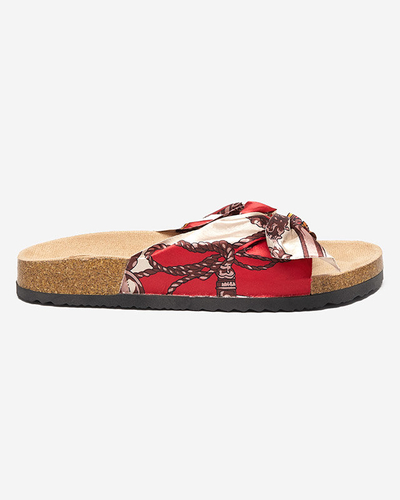 Dámské červené pantofle s módním látkovým svrškem Laneso - Footwear