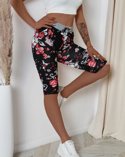 Жіночі шорти 3/4 чорно-рожеві PLUS SIZE - Одяг