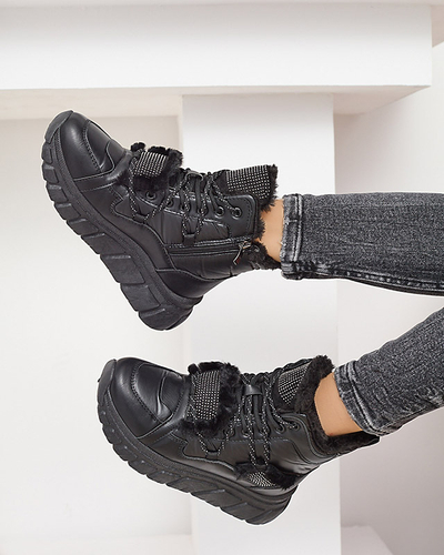 Černé sněhule z ekokůže se zirkony Armof - Obuv