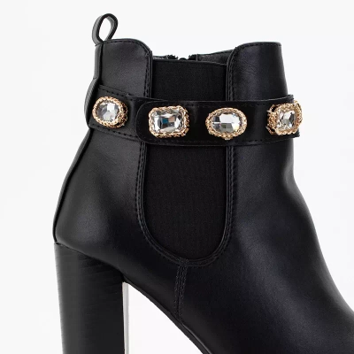 OUTLET Чорні жіночі ботильйони з кристалами Pricile - Взуття
