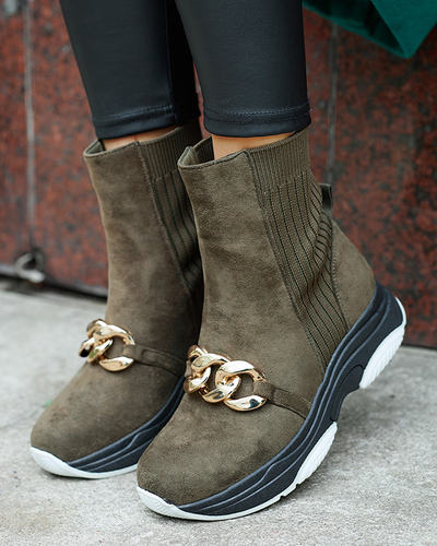 Dámské zelené zateplené boty z ekokůže Cuzitta- Obuv