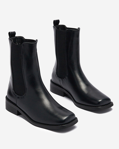 OUTLET Чорні жіночі високі черевики з квадратним носком Sudis- Взуття