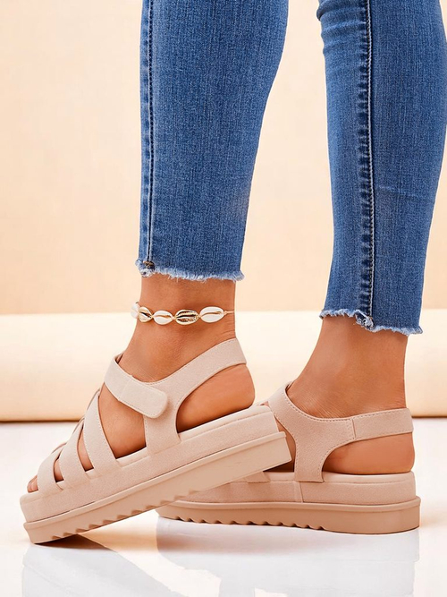 Сандалі Royalfashion - Caligae Бежеві Замшеві на Платформі - Ідеальні на Літо та Весну