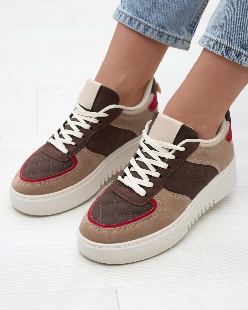 Коричневі стьобані жіночі спортивні туфлі Xitery - Взуття