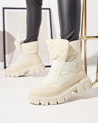 Жіночі снігоступи на плоскій підошві бежевого кольору Ferory- Footwear