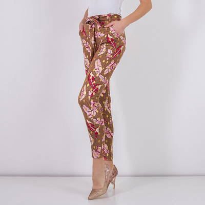 Dámské hnědé péřové treggings - Oblečení