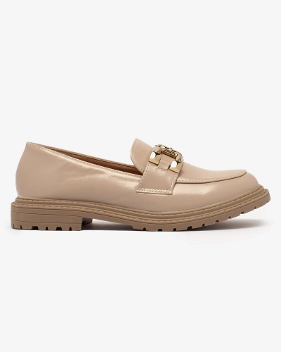 Royalfashion Světle hnědé dámské mokasíny se zlatým zdobením Aderica