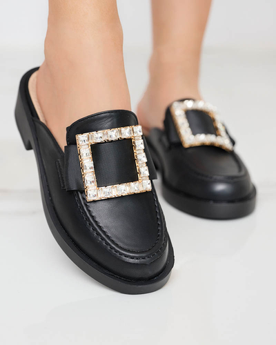 Dámské černé pantofle a'la loafers Delaqi - Boty