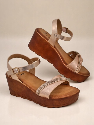 Royalfashion Жіночі сандалі на платформі з стразами та блискітками Aurora Glow