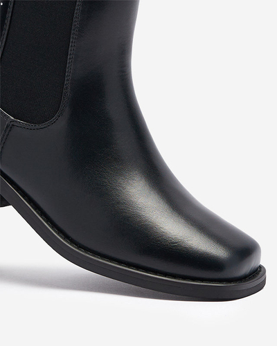 OUTLET Чорні жіночі високі черевики з квадратним носком Sudis- Взуття