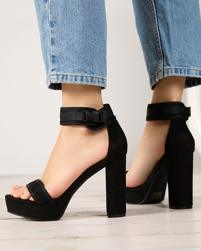 Босоніжки жіночі на високому стовпі, еко замша Momli - Взуття