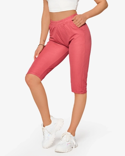 Dámské 3/4 látkové šortky v tmavě růžové barvě PLUS SIZE- Oblečení