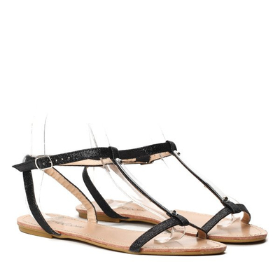 Czarne sandałki brokatowe Legacy- Obuwie