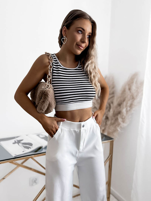 Широкі жіночі штани білого кольору - Одяг