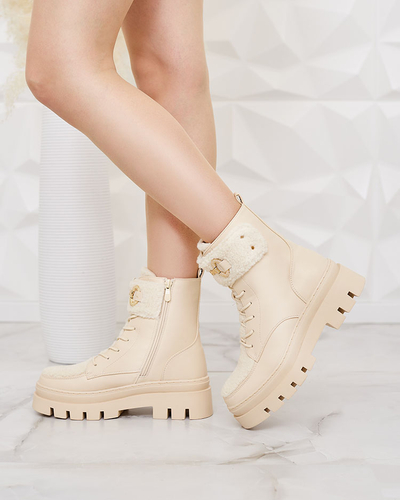 Royalfashion Dámské kozačky s ovčí kůží Faeltone