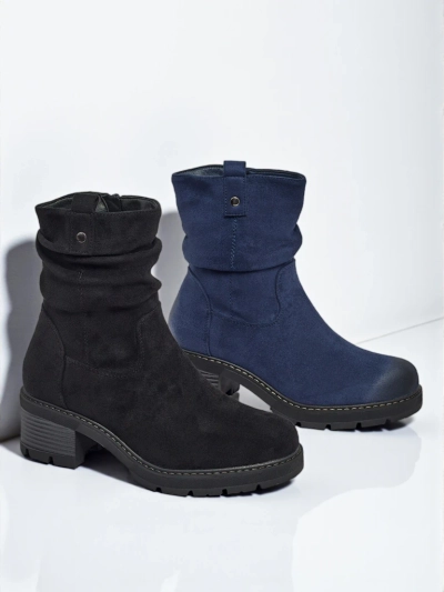 Vyšší dámské kotníkové boty z eko semiše Carmine