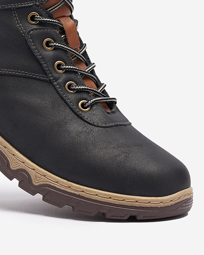 Černé dámské turistické boty se zavazováním s kožešinou Poritsu - Obuv