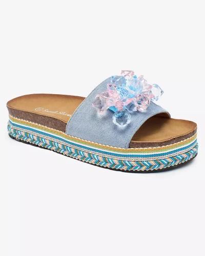 Жіночі шльопанці Royalfashion з кристалами синього кольору Bollah