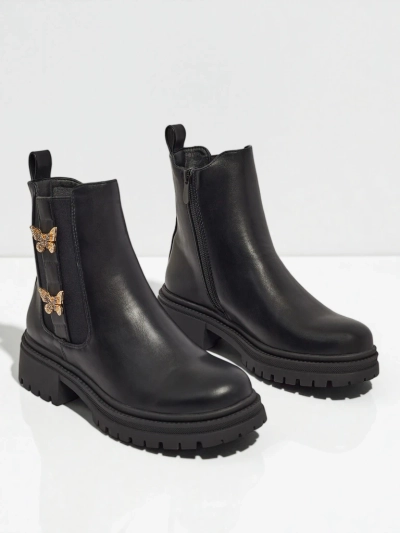 Еко шкіряні жіночі ботильйони з метеликами Bravelle