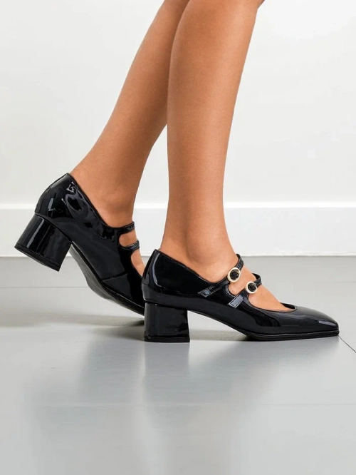 Royalfashion Лаковані жіночі туфлі на блоці з ремінцями Weyy